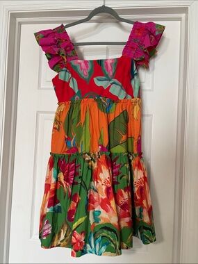 Farm Rio Tropical Floral Tiered Dress - Multicolor Size M